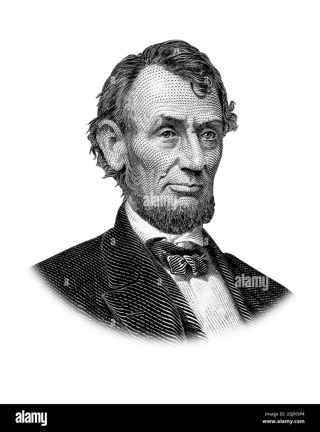 Portrait Abraham Lincoln isolé sur fond blanc Banque D'Images