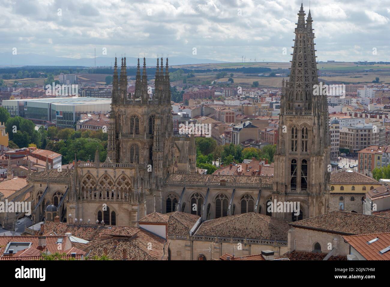 Vue extérieure de la magnifique cathédrale de Burgos à Castilla Leon, Espagne. Banque D'Images