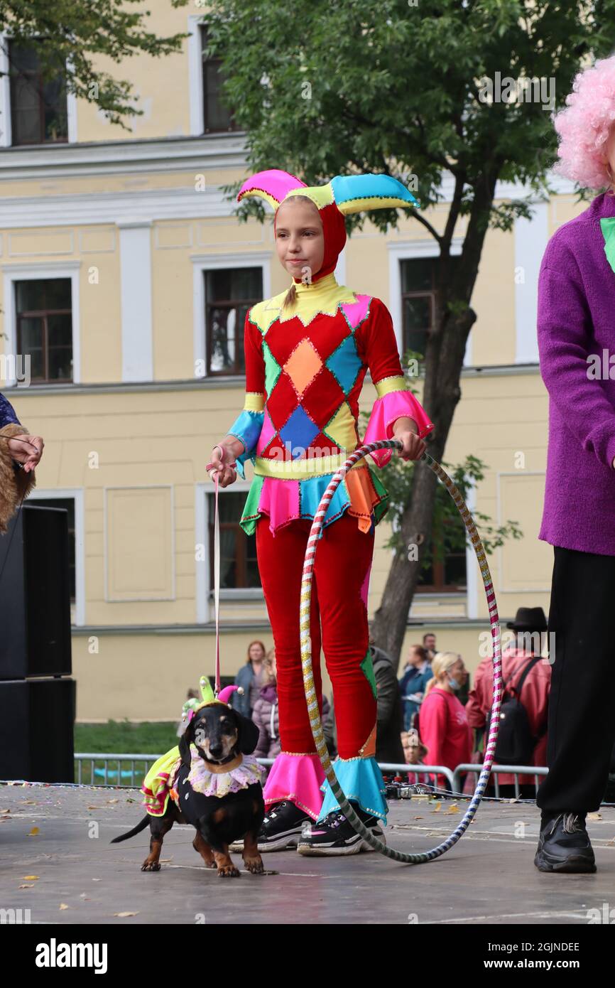 X spectacle canin de saucisses à Saint-Pétersbourg, Russie Banque D'Images