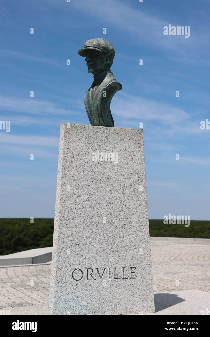 Buste d'Orville Wright au monument national Wright Brothers Kitty Hawk NC Banque D'Images