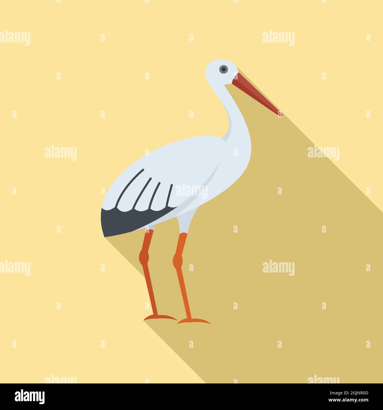 Vecteur plat de l'icône Lake Stork. Oiseau de mouche de bébé Illustration de Vecteur