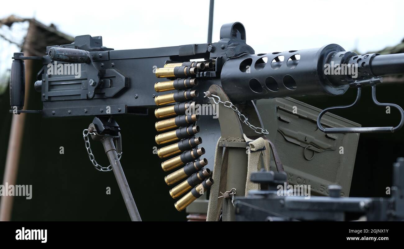 Munitions de mitrailleuse de la Seconde Guerre mondiale. Banque D'Images
