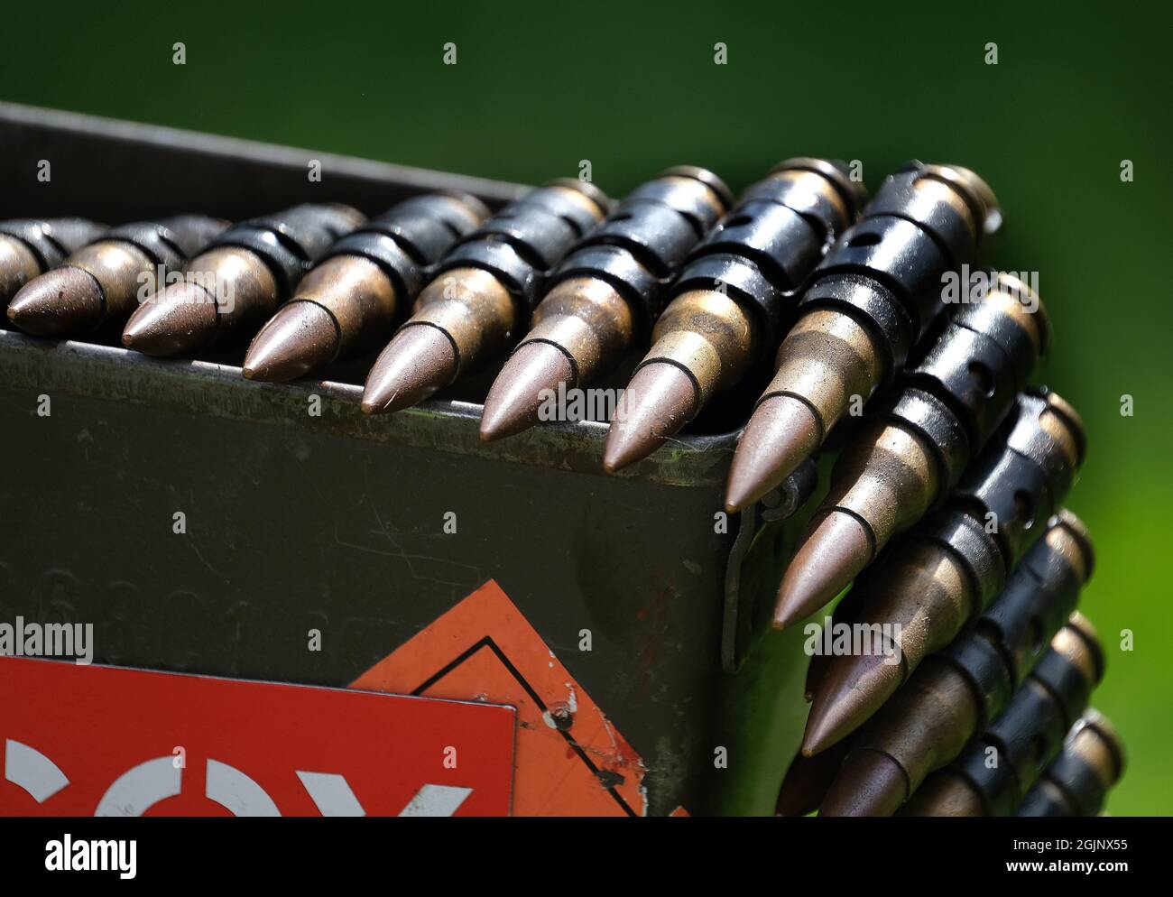 Munitions de mitrailleuse de la Seconde Guerre mondiale. Banque D'Images