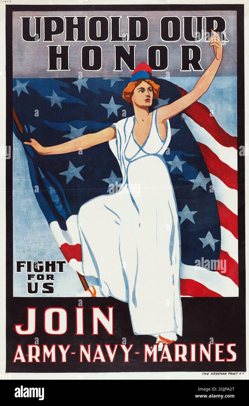 Affiche de recrutement « faire respecter notre honneur », 1914-18 Banque D'Images
