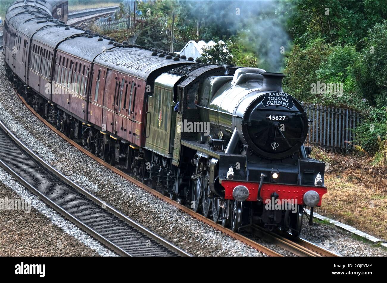 Locomotive à vapeur Sierra Leone lors d'une excursion spéciale de Railway Touring Company en passant par Kilnhurst et Swinton, dans le Yorkshire du Sud, en direction du nord. Banque D'Images