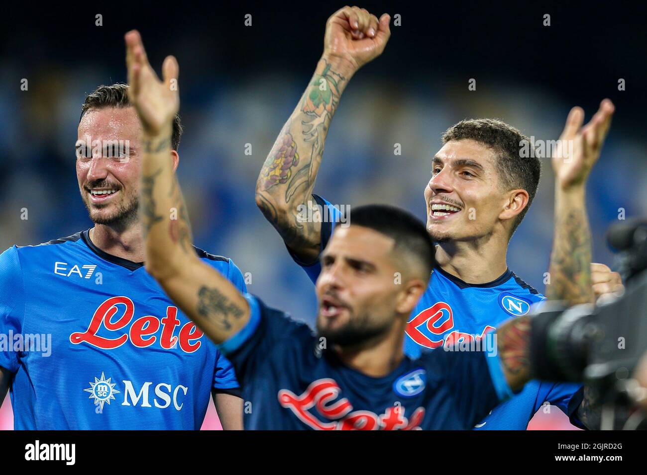 SSC Napoli Célébrez la victoire du match lors de la série Un match de football entre SSC Napoli et Juventus FC au stade Diego Armando Maradona, Naples, Italie, le 11 septembre 2021 Banque D'Images