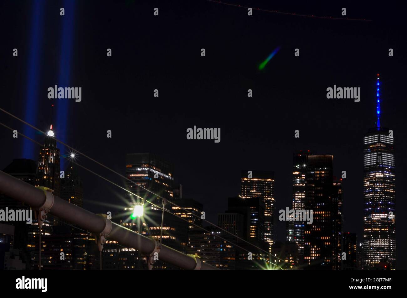 Hommage en lumière à l'occasion du 20e anniversaire de 9/11 attentats du 11 septembre 2021. Banque D'Images