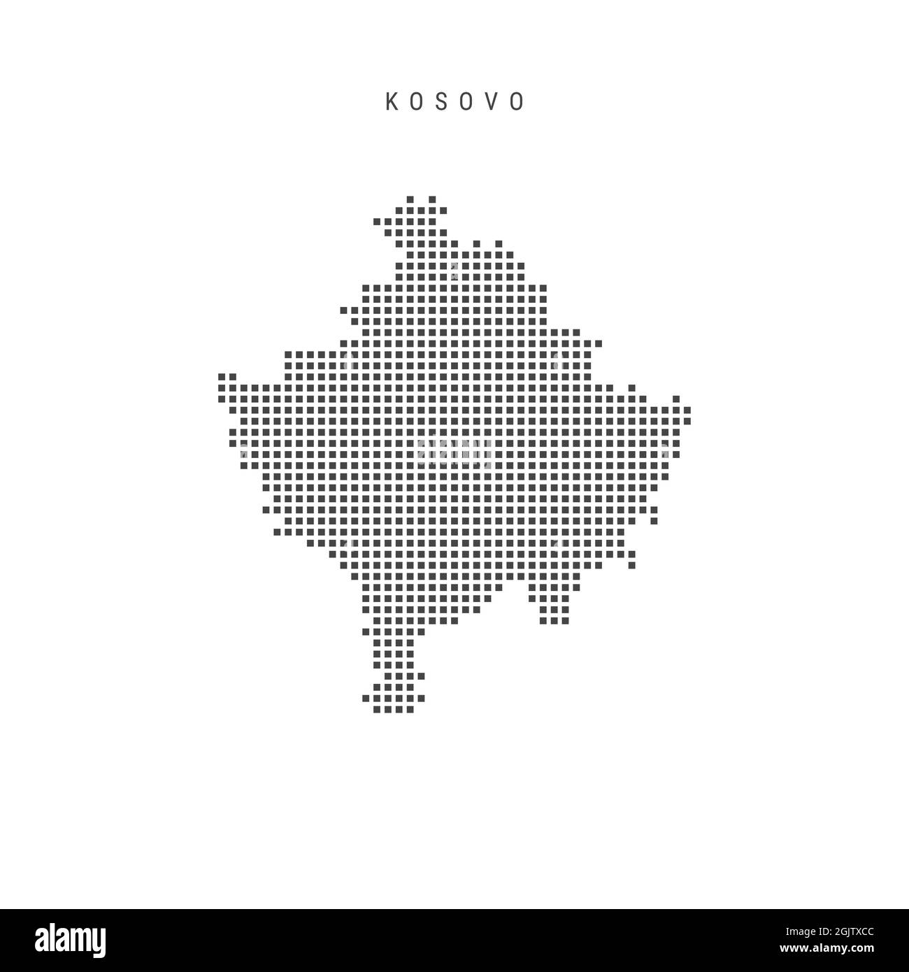 Carte à motif points carrés du Kosovo. Carte de pixels en pointillés isolée sur fond blanc. Illustration. Banque D'Images