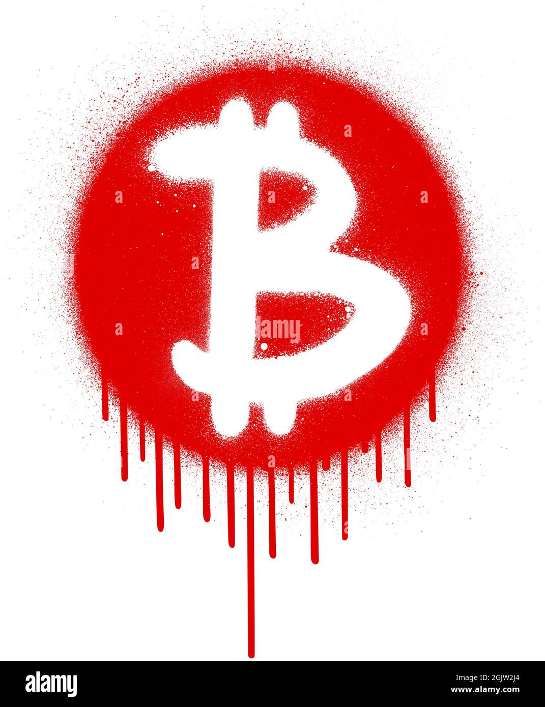 icône en forme de bitcoin de graffiti pulvérisée sur du blanc Illustration de Vecteur