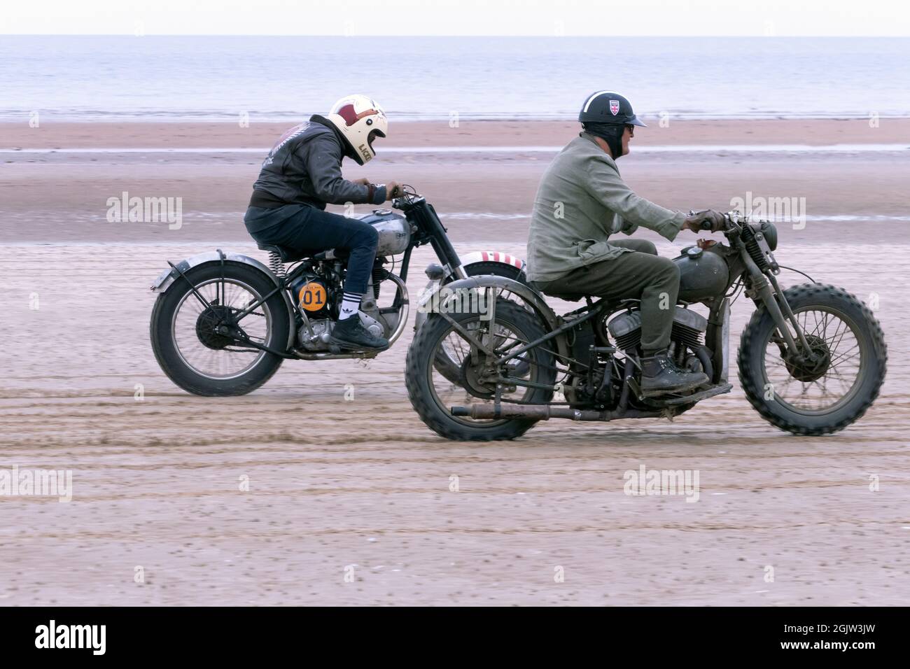 The Mile Beach Race 2021. Course de moto Sprint sur Margate Sands Beach Thanet Kent Royaume-Uni Banque D'Images