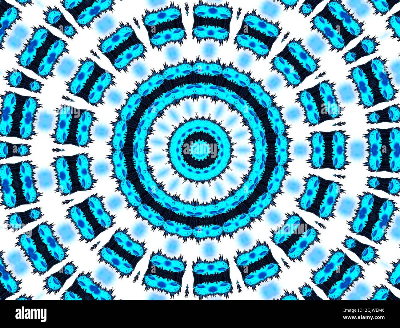 Motif néon cyan. Motif aztèque sans couture. Décoration sans fin mignonne. Design populaire moderne. Motif boho vintage. Style folklorique géométrique. Indigo, noir, blanc, Banque D'Images