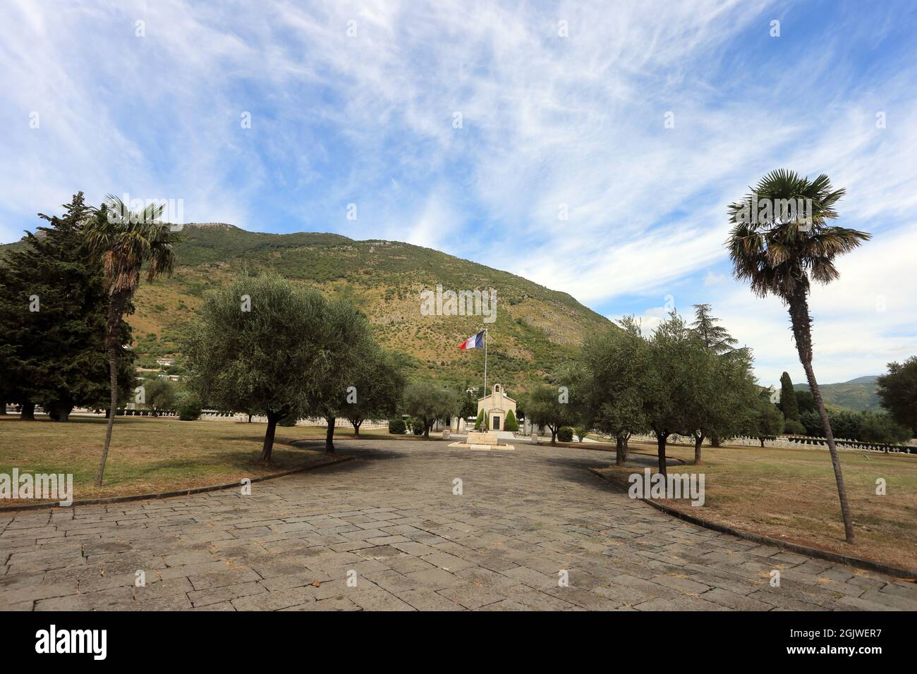 Venafro, Italie - 2 septembre 2021. Le cimetière militaire de guerre français Banque D'Images