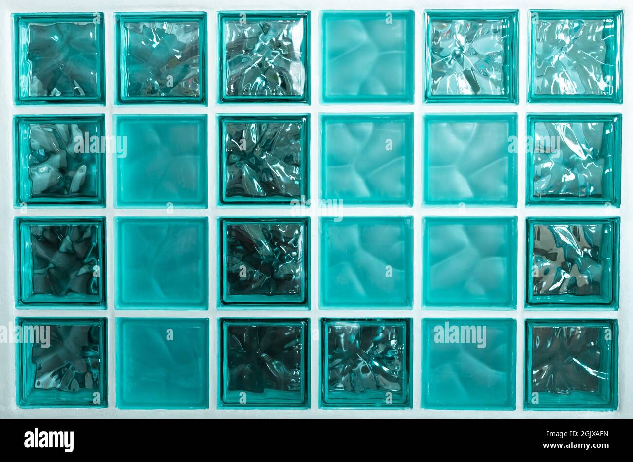 motif de différents blocs de verre turquoise Banque D'Images