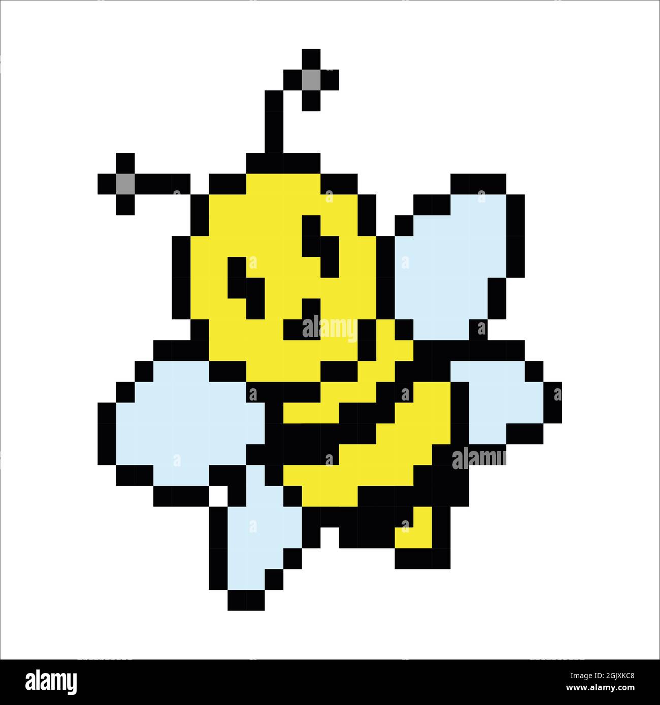 Bee Pixel Art isolé sur fond blanc. Icône de bit. Illustration