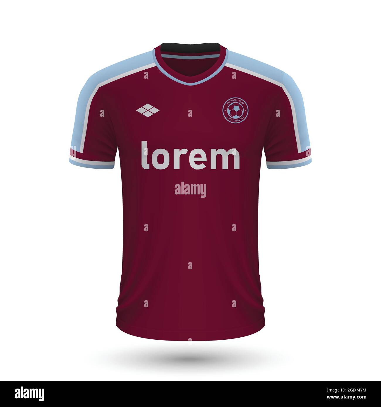 Maillot de football réaliste West Ham 2022, modèle en jersey pour kit de football. Illustration vectorielle Illustration de Vecteur