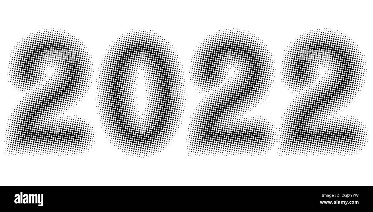 2022 ans simple bannière points effet demi-ton, modèle vectoriel pour la conception pop art bande dessinée demi-ton 2022 ans Illustration de Vecteur