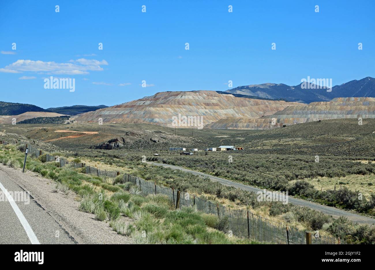 Paysage avec la mine Robinson - Nevada Banque D'Images