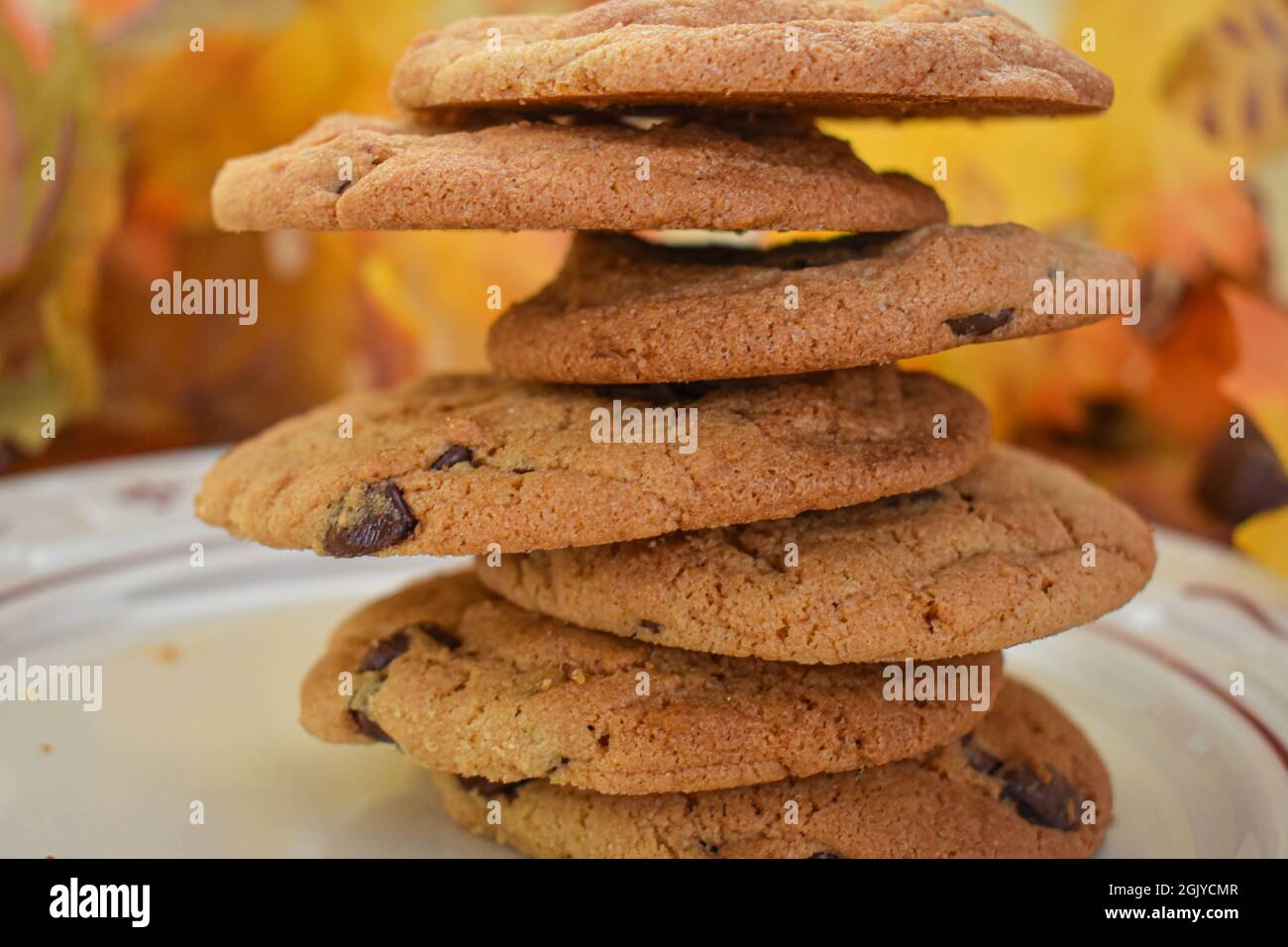 Pile de biscuits aux pépites de chocolat Banque D'Images