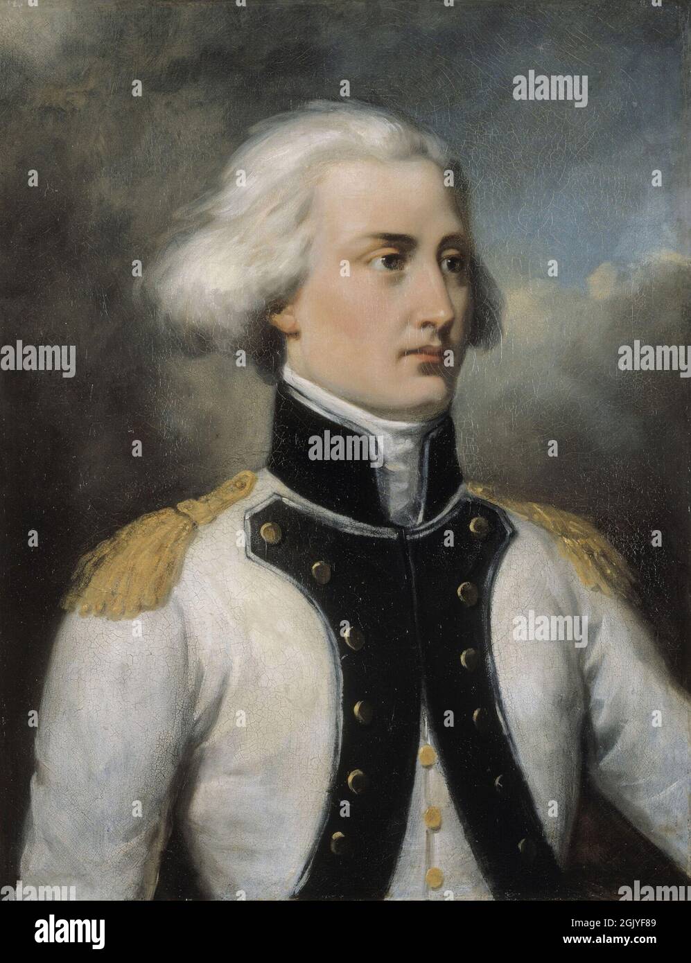 Futur maréchal bon Adrien de Moncey comme capitaine du 7e Régiment d'infanterie de ligne. Napoléon n'a fait la promotion de ses hommes que par le mérite, et non par leur titre, ce qui lui a donné une armée formidable pendant les guerres napoléoniennes. Peinture de Pierre-Joseph Dedreux-Dorcy . de Moncey était le fils d'un avocat. Banque D'Images