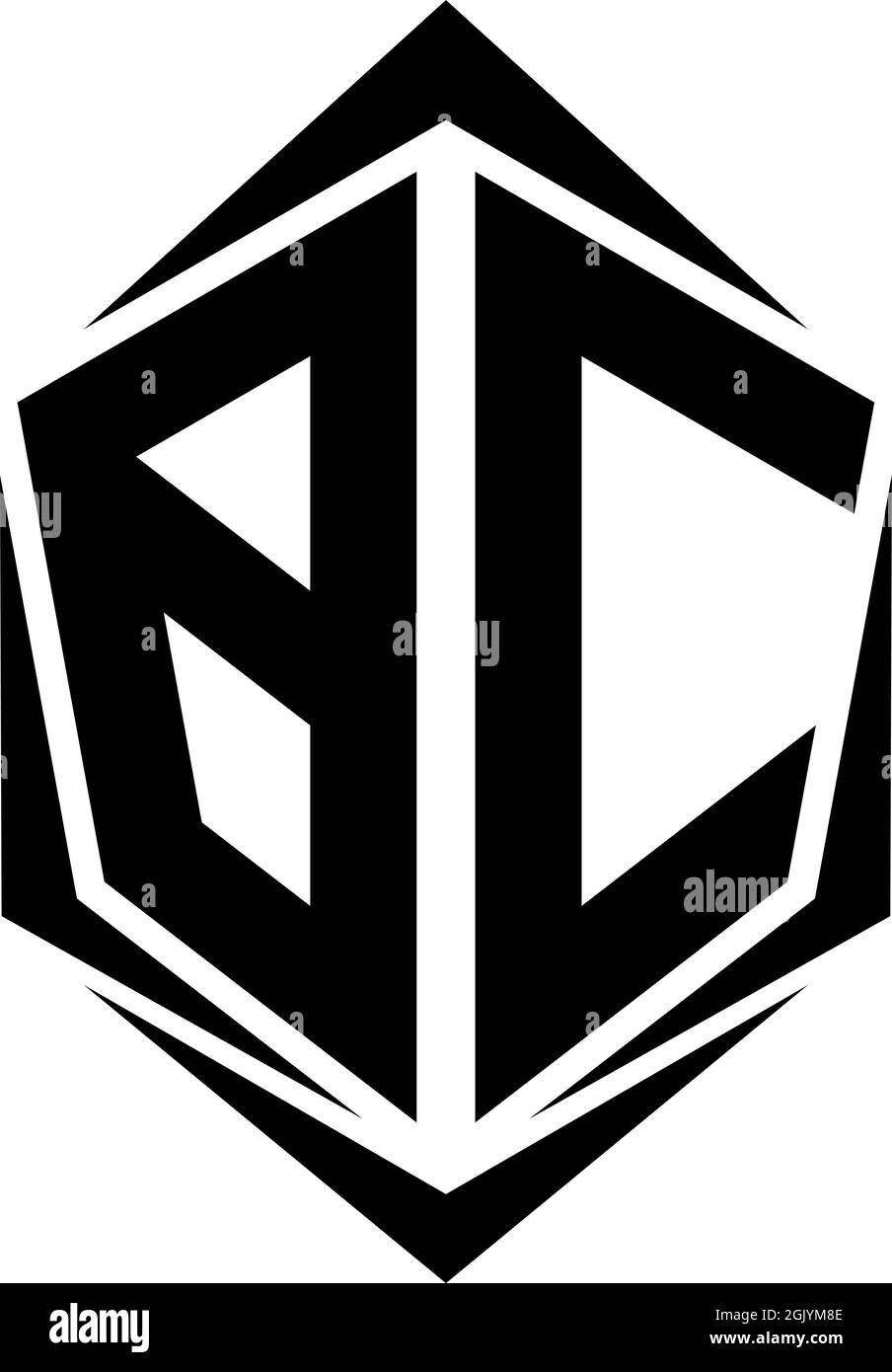 Logo BC initial, logo BC initial avec style Shield, logo commercial. Illustration de Vecteur