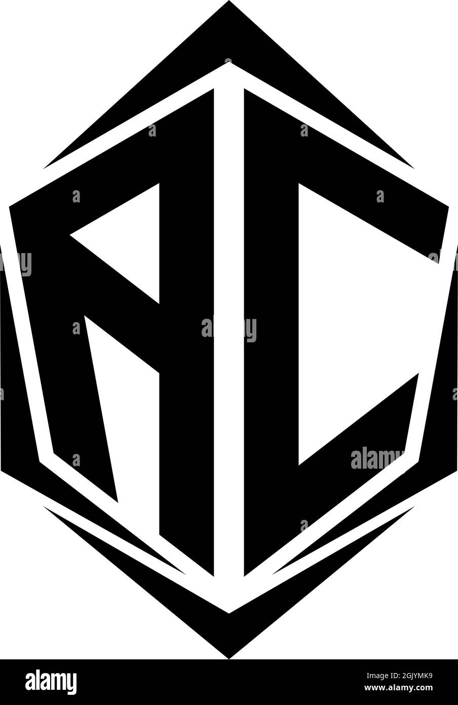 Logo AC initial, logo AC initial avec style Shield, logo de l'entreprise. Illustration de Vecteur