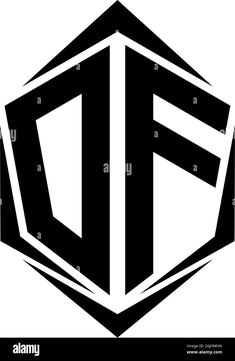 Logo DF initial, logo DF initial avec style Shield, logo de l'entreprise. Illustration de Vecteur