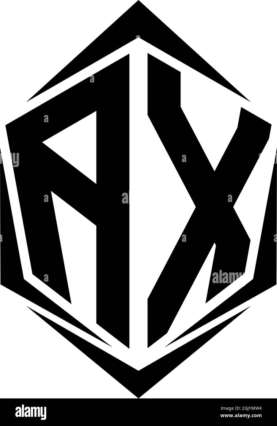 Logo initial AX, logo initial AX avec style Shield, logo commercial. Illustration de Vecteur