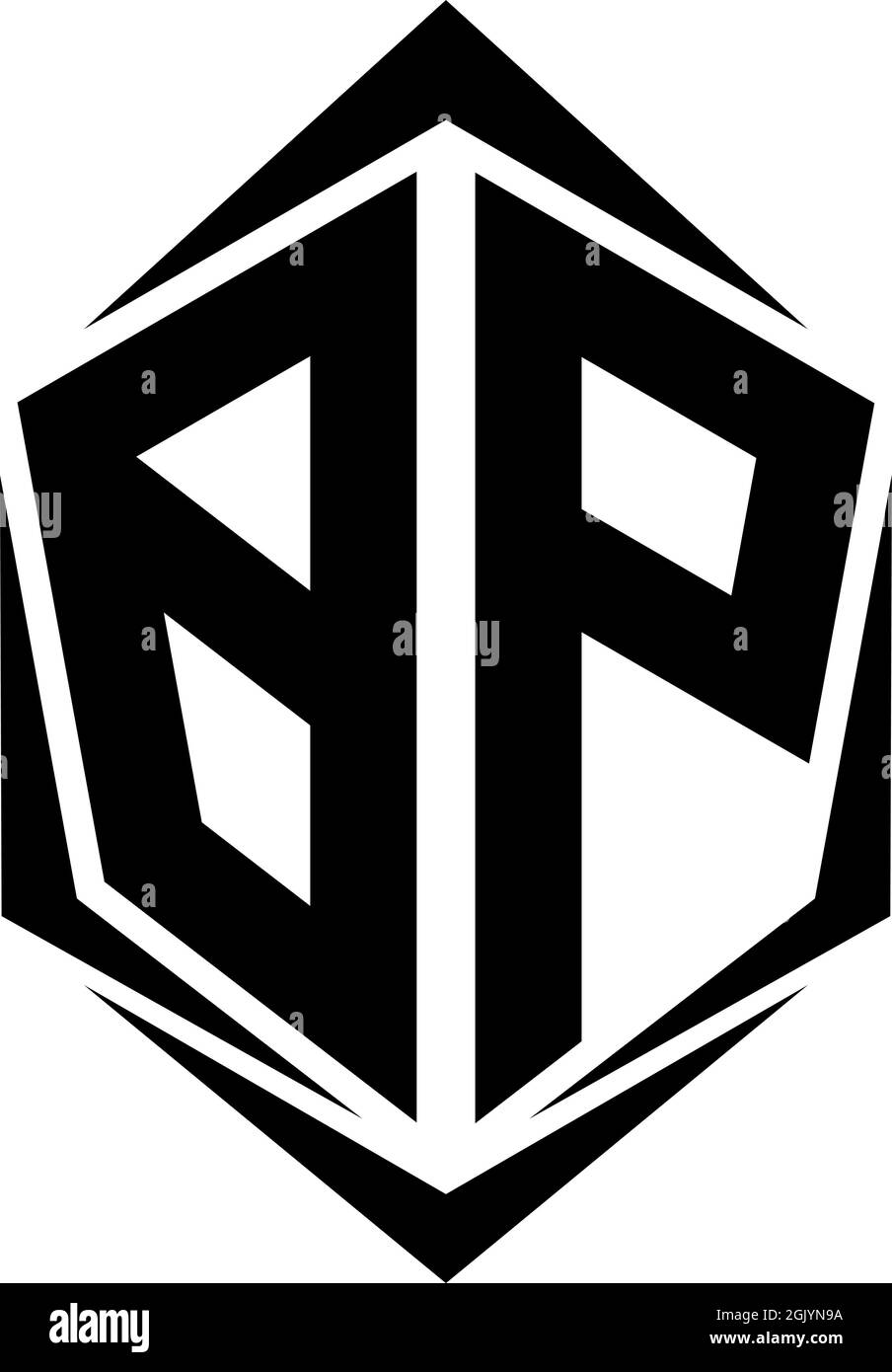 Logo BP initial, logo BP initial avec style Shield, logo commercial. Illustration de Vecteur