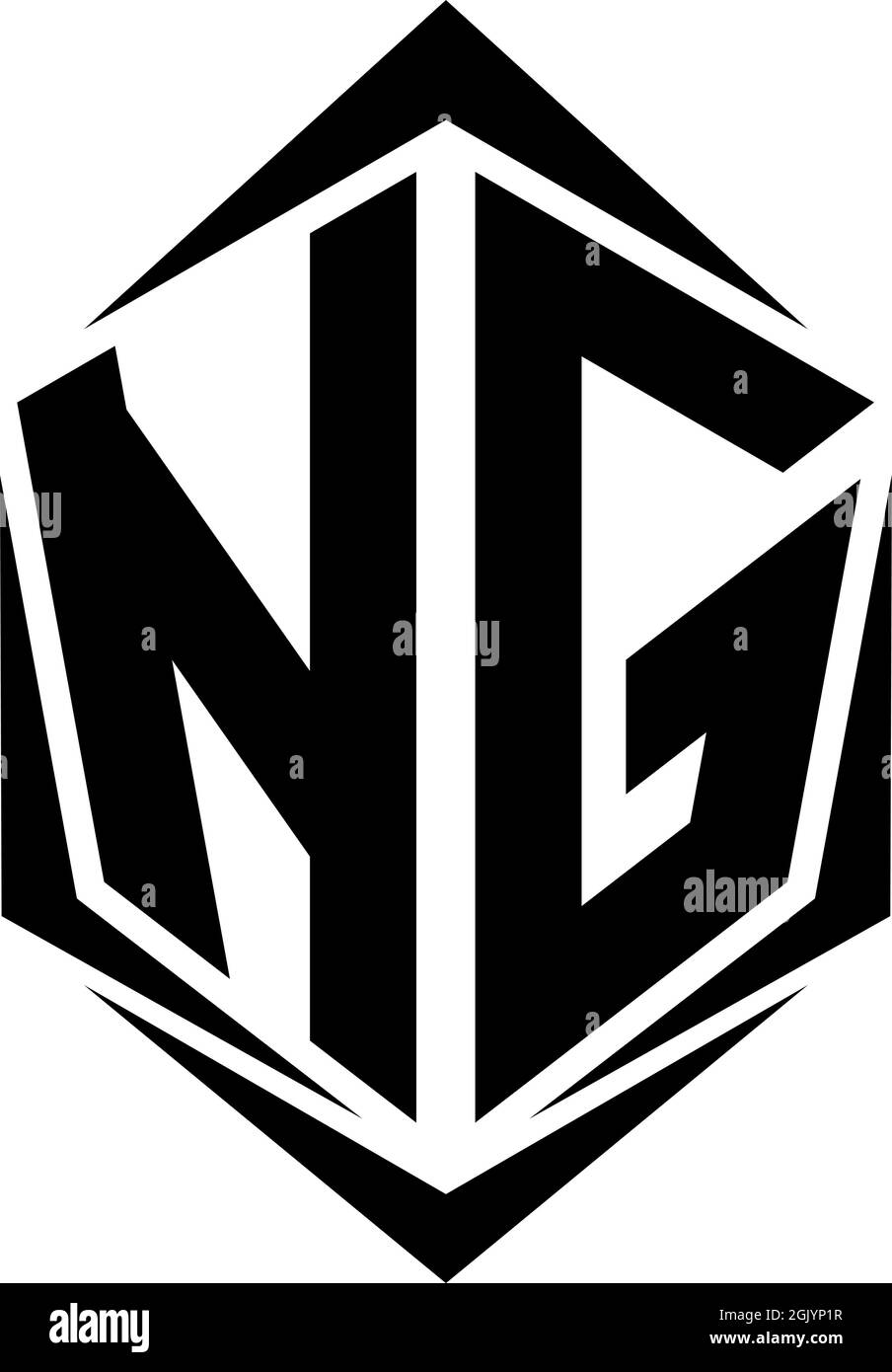 Conception initiale du logo NG avec style Shield, marque de l'entreprise logo. Illustration de Vecteur