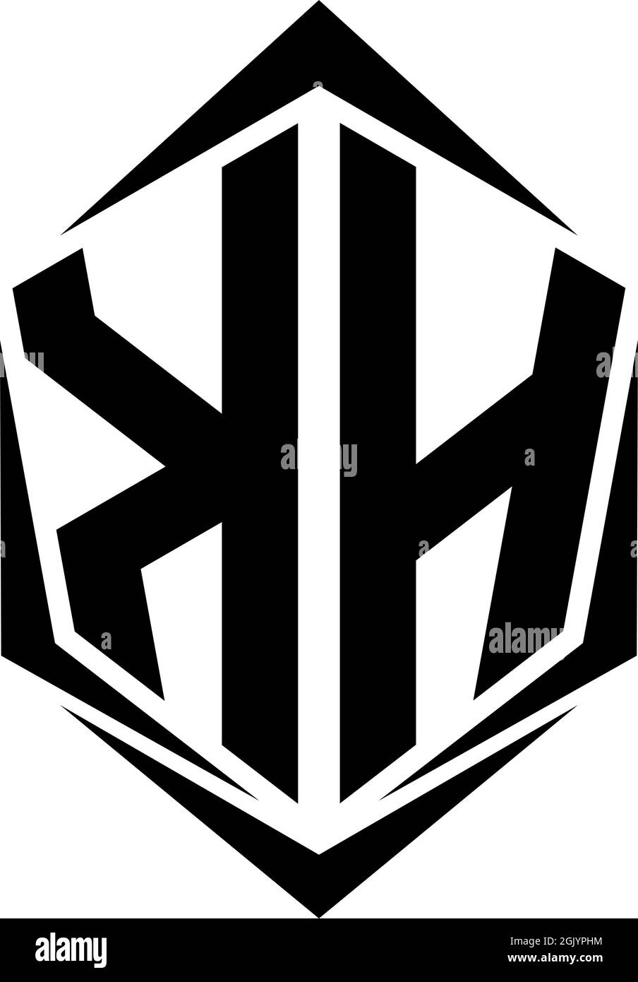 Logo KH initial avec style Shield, logo d'entreprise. Illustration de Vecteur
