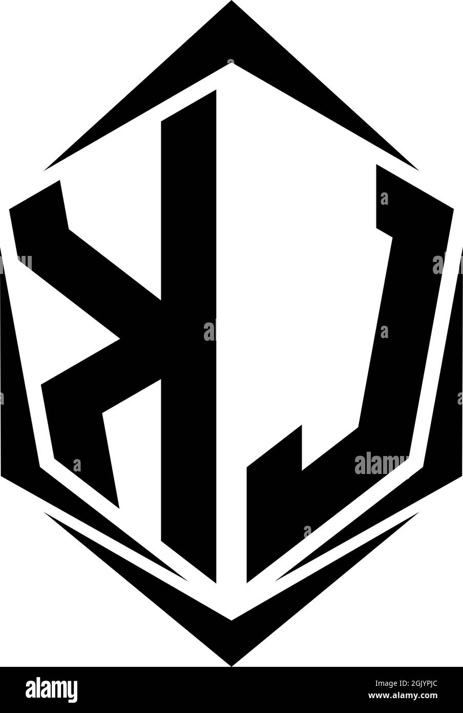 Logo KJ initial avec style Shield, logo d'entreprise. Illustration de Vecteur