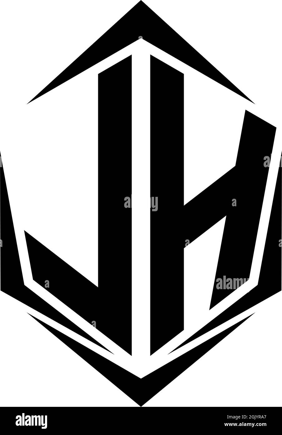 Logo LH initial avec style Shield, logo commercial. Illustration de Vecteur