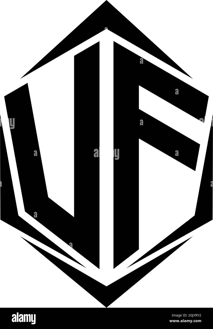Logo VF initial avec style Shield, logo d'entreprise. Illustration de Vecteur