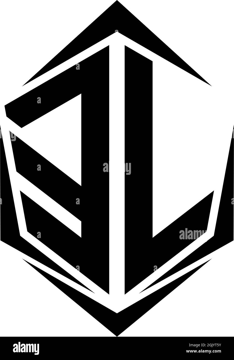 Logo El initial, logo El initial avec style Shield, logo commercial. Illustration de Vecteur