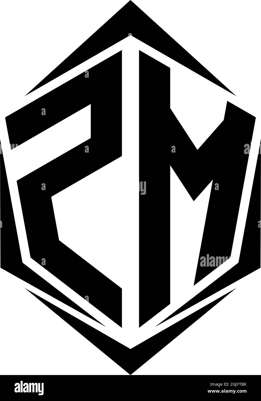 Logo ZM initial avec style Shield, logo de l'entreprise. Illustration de Vecteur