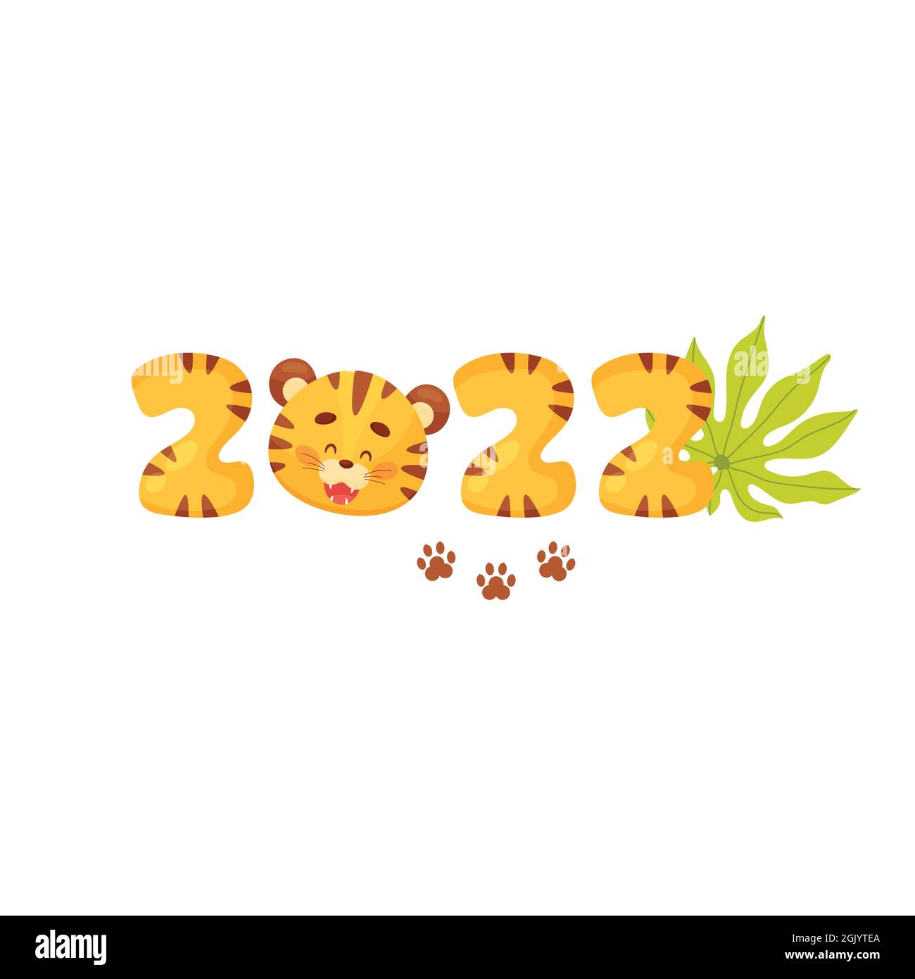 Nouvel an 2022 fond avec police de caractères tigre. Illustration de Vecteur