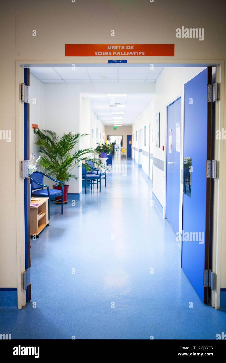 Soins palliatifs dans un centre hospitalier en France. Banque D'Images