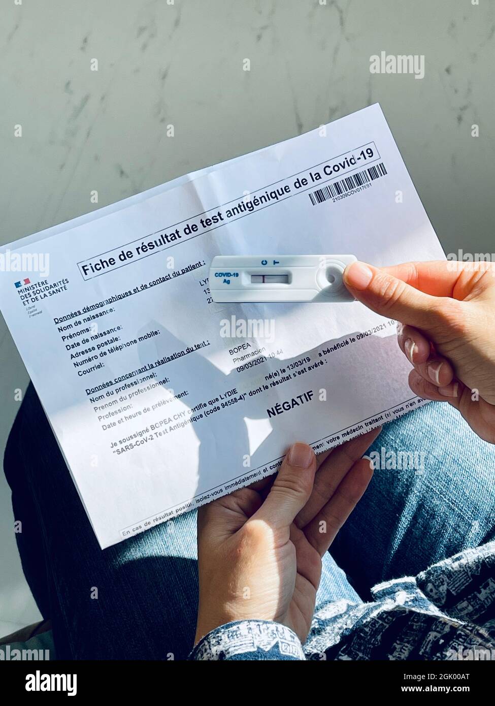 Résultat négatif du test d'antigène Covid-19. Banque D'Images