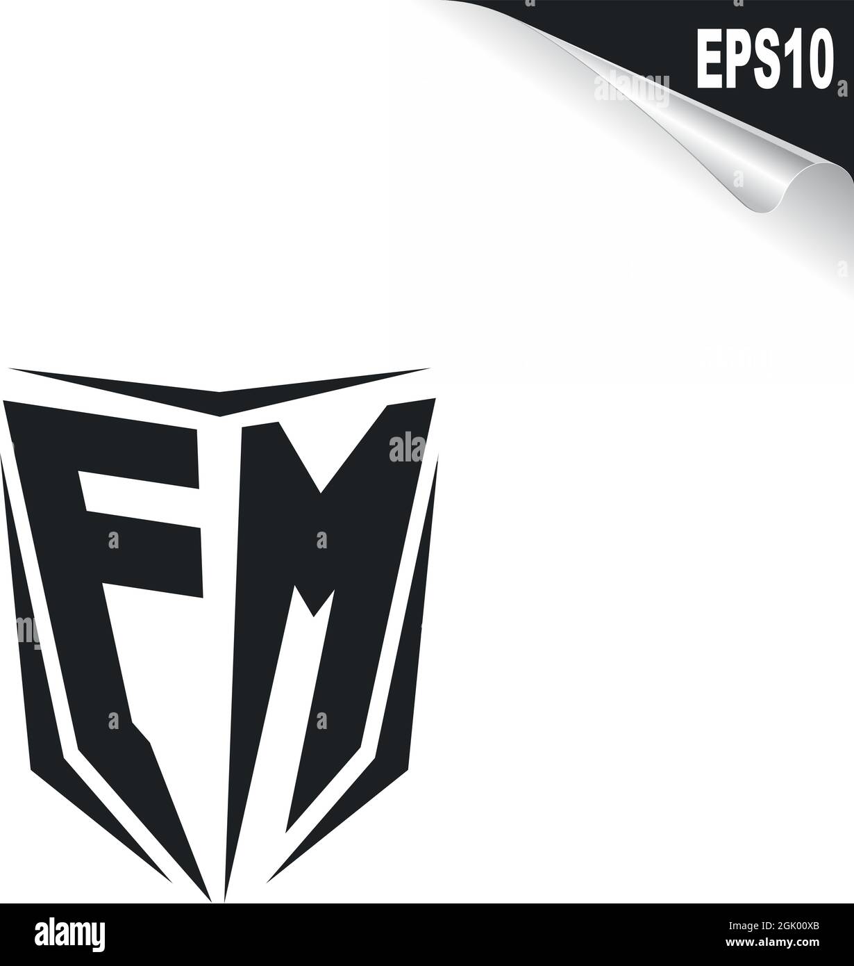 Conception initiale du logo FM avec style Shield, marque commerciale logo. Illustration de Vecteur