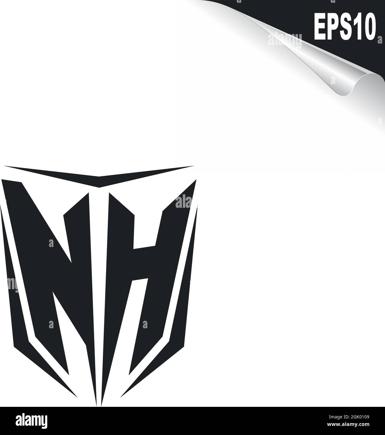 Conception initiale du logo NH avec style Shield, marque commerciale logo. Illustration de Vecteur