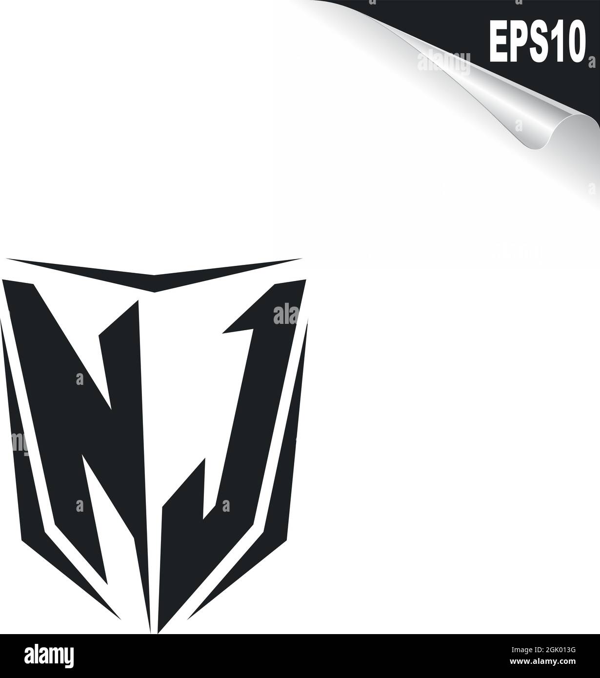 Conception initiale du logo NJ avec style Shield, marque commerciale logo. Illustration de Vecteur