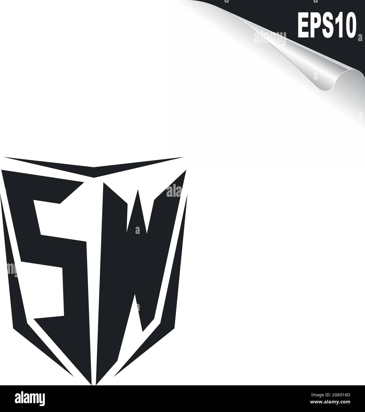 Logo SW initial avec style Shield, logo commercial. Illustration de Vecteur