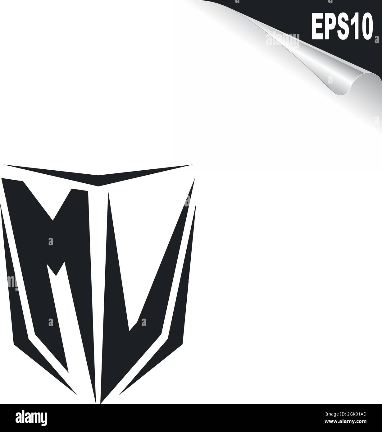 Conception initiale du logo MV avec style Shield, marque commerciale logo. Illustration de Vecteur