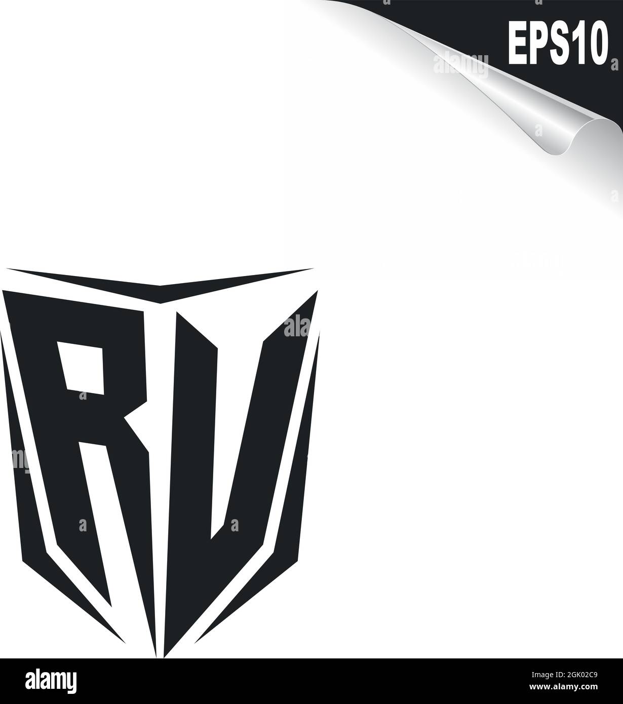 Logo RU initial avec style Shield, logo d'entreprise. Illustration de Vecteur