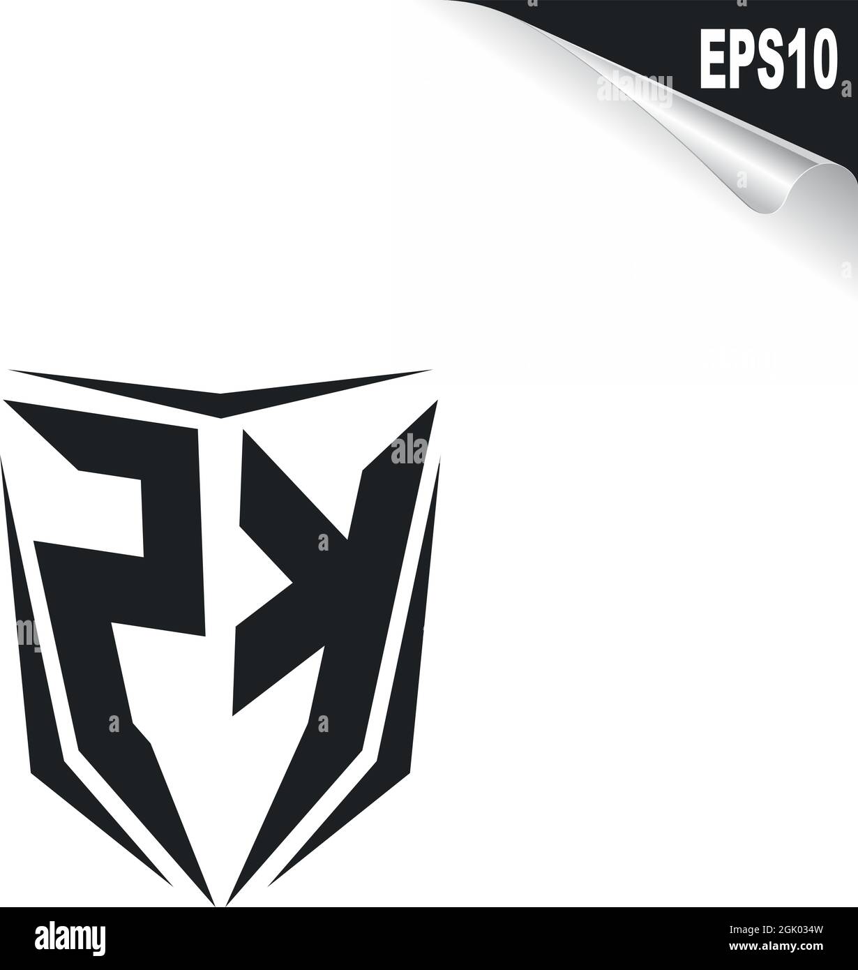 Logo ZK initial avec style Shield, logo d'entreprise. Illustration de Vecteur