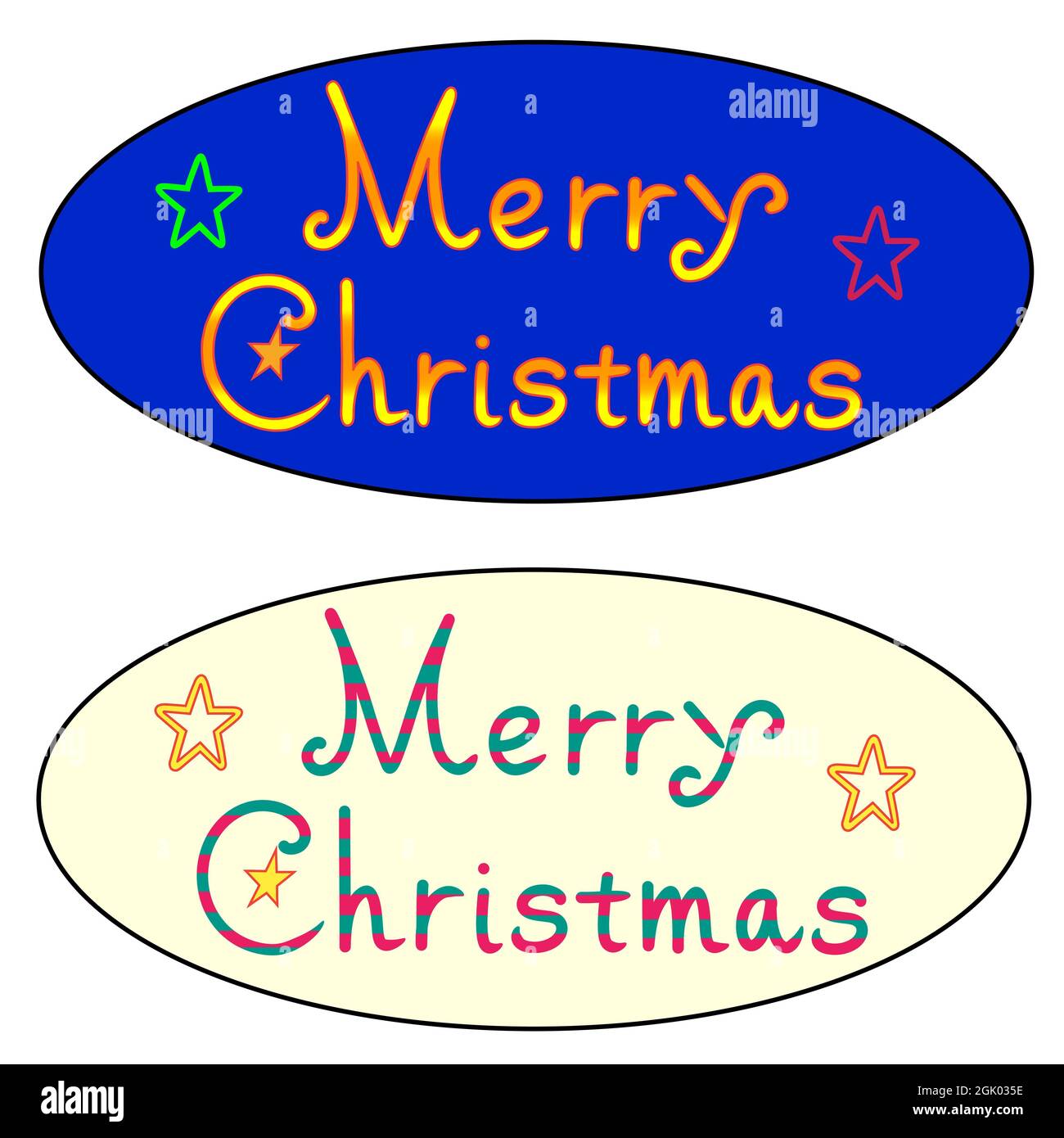 Lettres de Joyeux Noël en deux formes ovales Banque D'Images