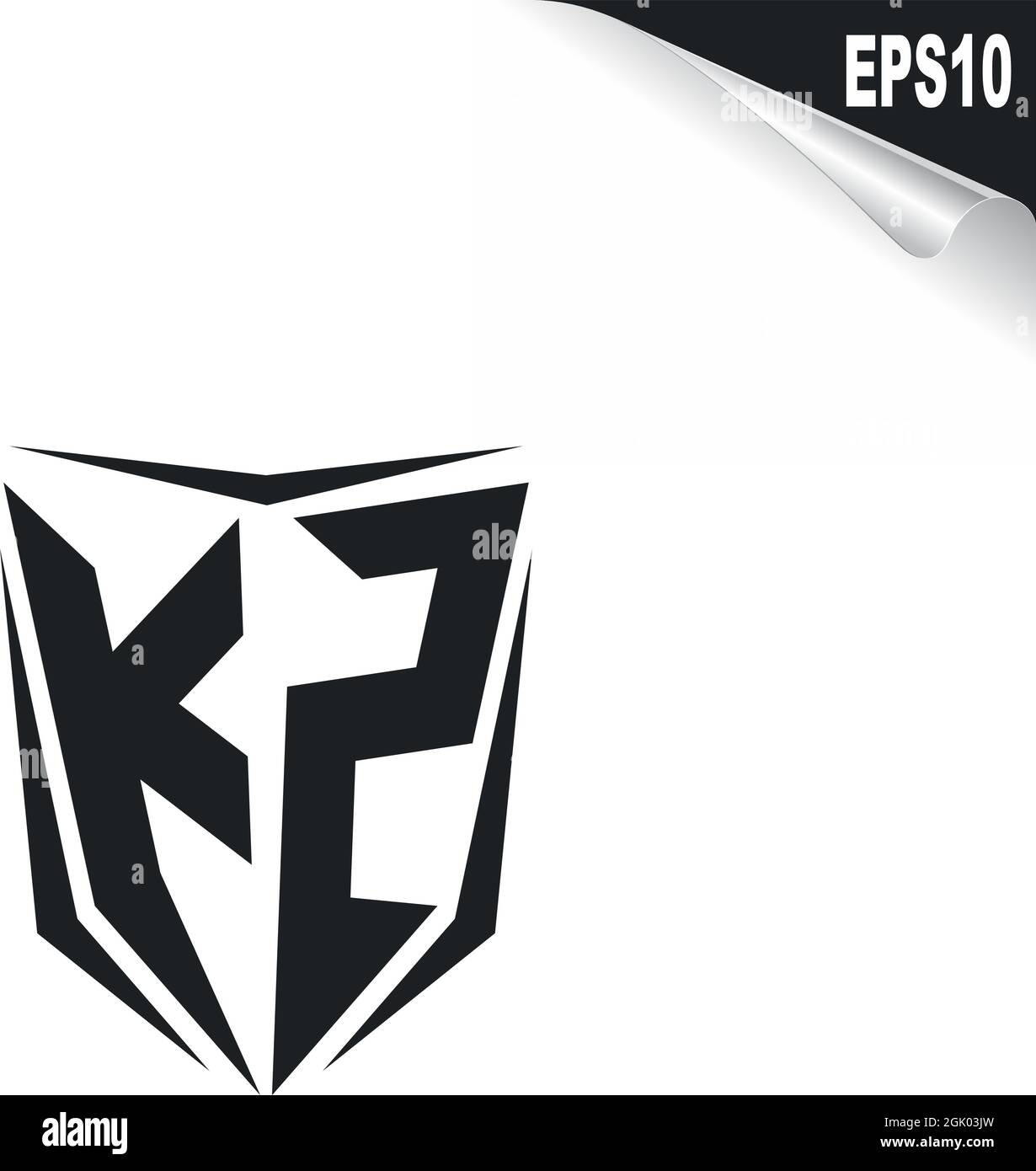 Logo KZ initial avec style Shield, logo d'entreprise. Illustration de Vecteur