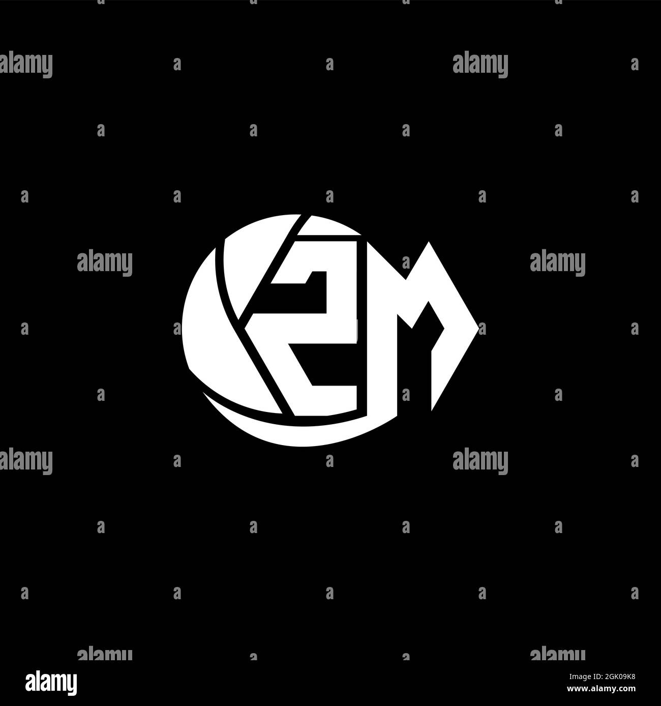 Design du logo ZM initial style géométrique et circulaire, marque de l'entreprise logo. Illustration de Vecteur