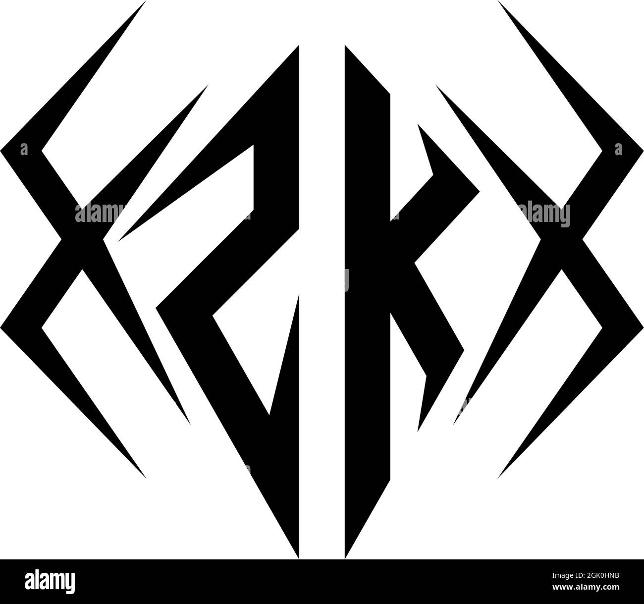 Logo ZK initial avec style Cool, logo de marque commerciale. Illustration de Vecteur