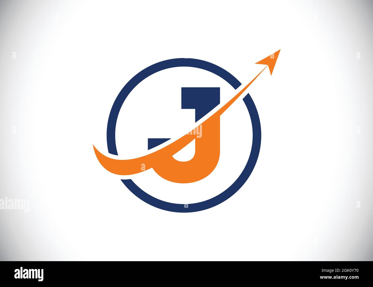 Le symbole de l'alphabet du monogramme J initial est incorporé à la flèche. Concept de logo financier ou de réussite. Emblème de police. Logo pour le secteur de la comptabilité Illustration de Vecteur